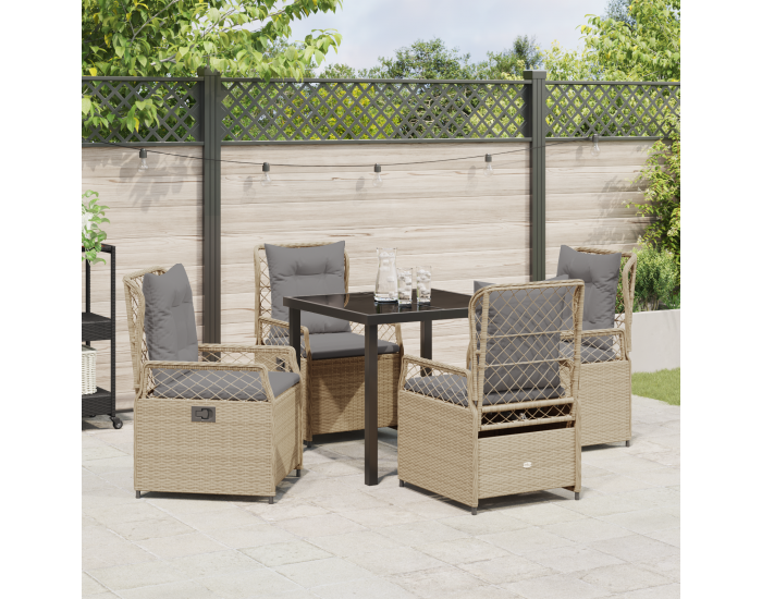 Sonata H 5 Брой Градински Комплект Бежов Полиратан