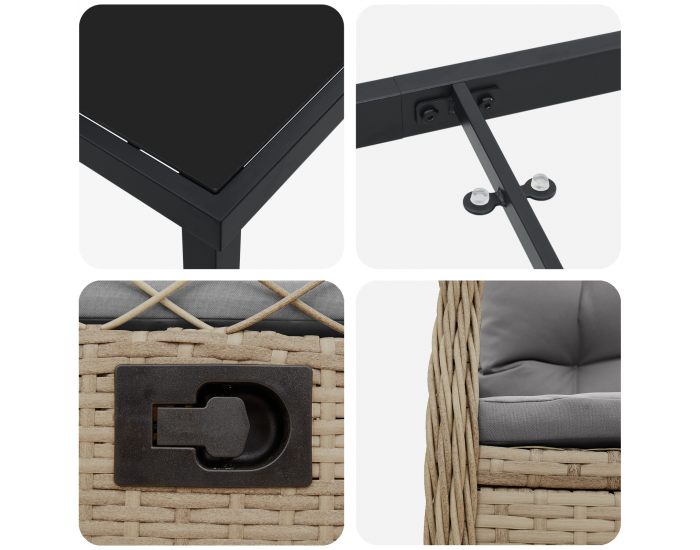 Sonata H 5 Брой Градински Комплект Бежов Полиратан