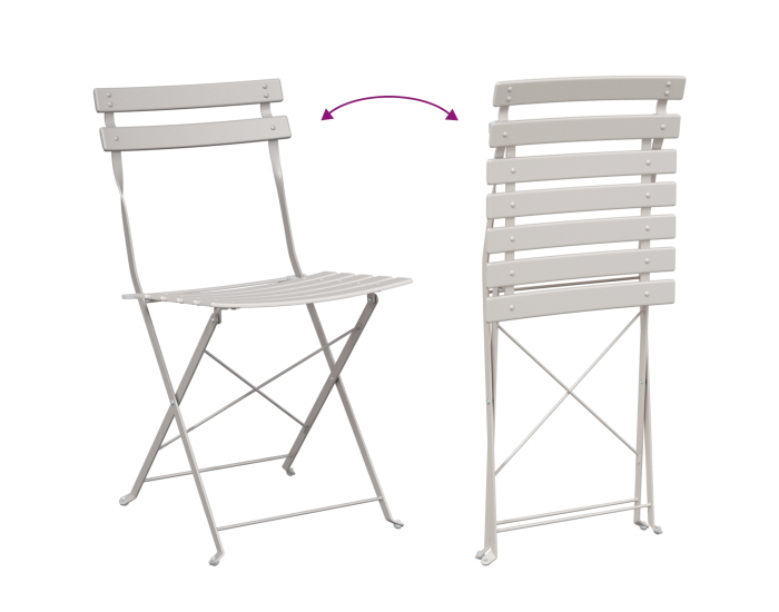 Сгъваеми градински столове Sonata H - 2 броя, бежови, метални