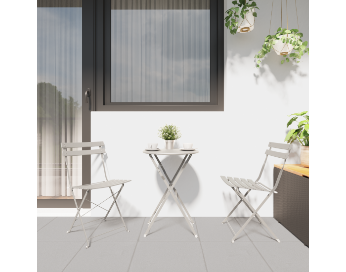 Сгъваеми градински столове Sonata H - 2 броя, бежови, метални