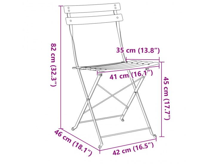 Сгъваеми градински столове Sonata H - 2 броя, бежови, метални
