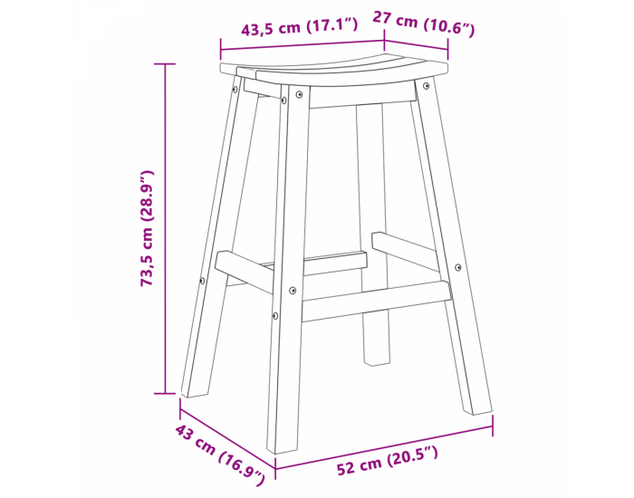 Sonata H бар табуретки 2 бр Черни HDPE