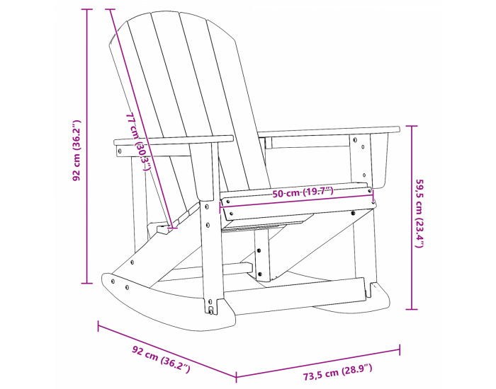 Sonata H Люлеещ се стол Adirondack Нейви син 73.5x92x90 см HDPE