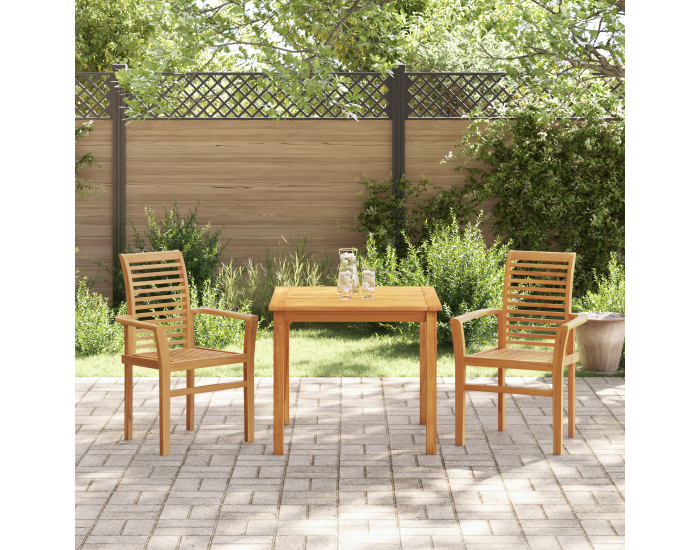 Sonata H Стекващ Градински Стол 2 бр Масивно Дърво Тик