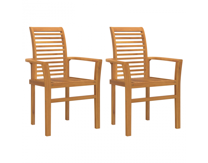 Sonata H Стекващ Градински Стол 2 бр Масивно Дърво Тик