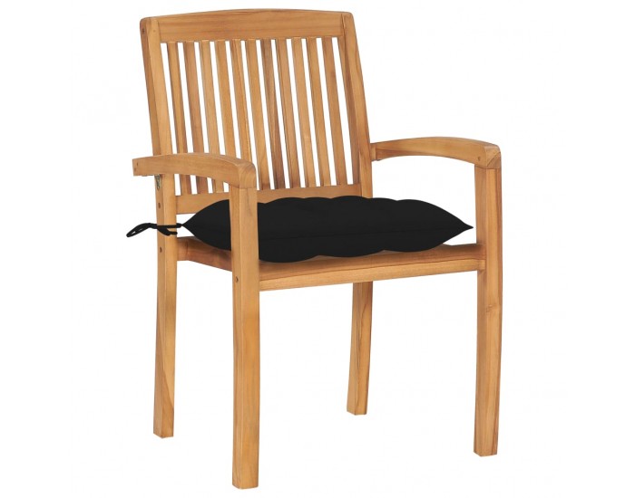 Sonata H Стифиращи градински столове с възглавници 4 бр тик масив