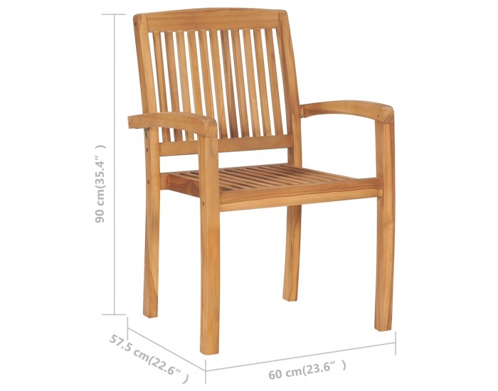 Sonata H Стифиращи градински столове с възглавници 4 бр тик масив