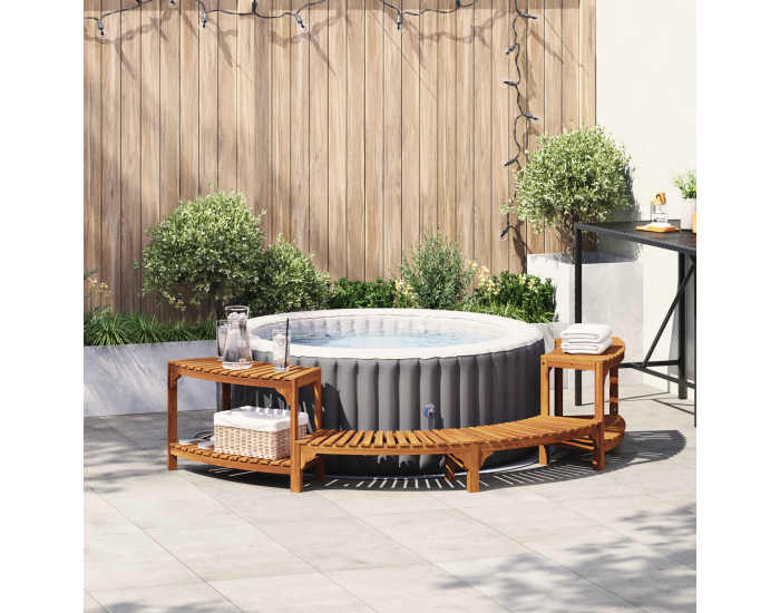 Sonata H Около джакузи полукръг 252x111.5x55.5 см от масивна акациева дървесина