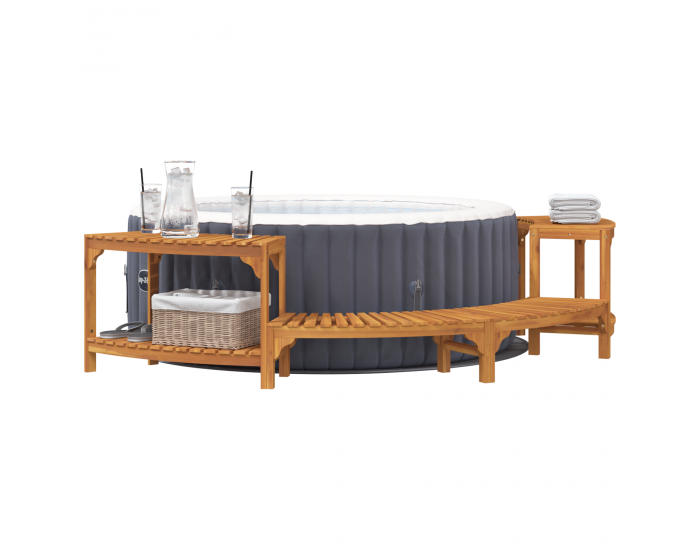 Sonata H Около джакузи полукръг 252x111.5x55.5 см от масивна акациева дървесина