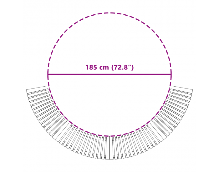 Sonata H Около джакузи полукръг 252x111.5x55.5 см от масивна акациева дървесина