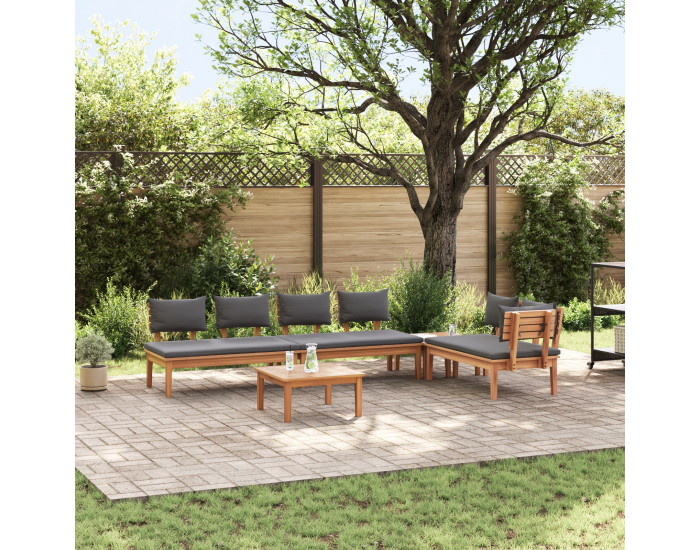 Градински комплект Sonata H от 5 части с възглавници от масивно дърво