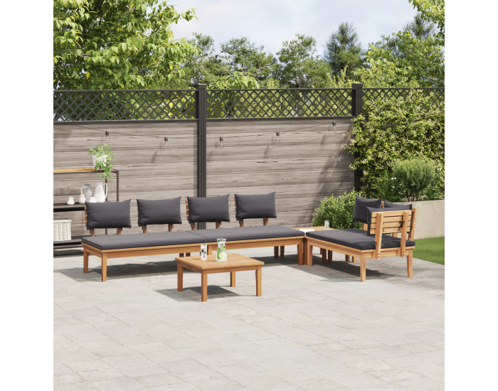 Градински комплект Sonata H от 5 части с възглавници от масивно дърво
