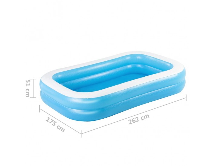 Bestway Семеен правоъгълен надуваем басейн 262x175x51 см синьо и бяло Bestway Семеен правоъгълен надуваем басейн 262x175x51 см синьо и бяло