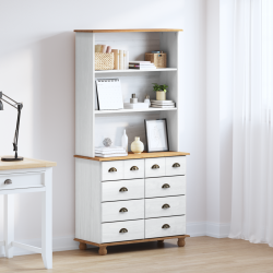 Sonata H Хъб “ASKIM” Бял 91x40x183 см Дървесина Борово - Шкафове, Витрини, Модулни секции