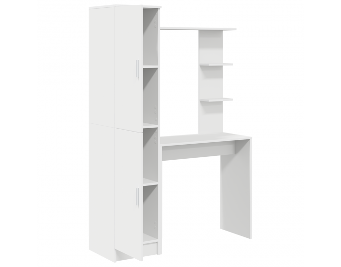 Sonata H Работна маса със съхранение Бяла Инженерна дървесина