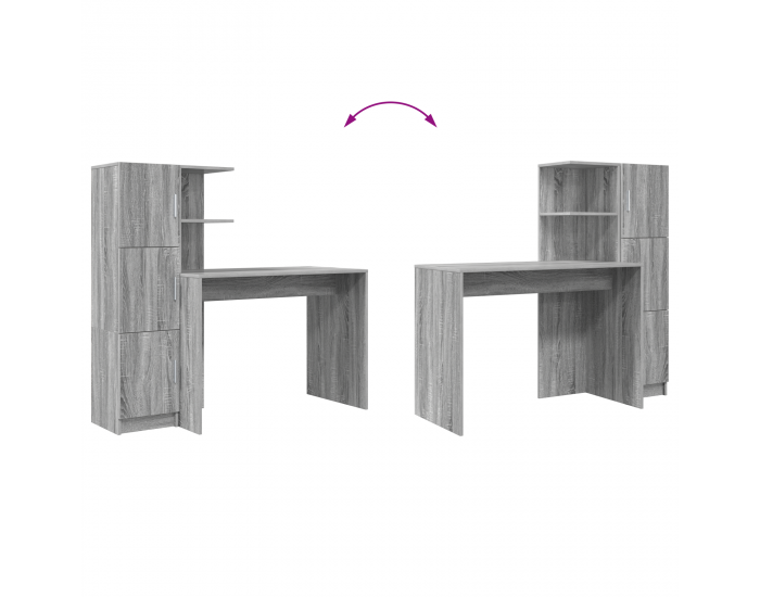 Sonata H работна маса с място за съхранение Сиво Sonoma Инженерна дървесина