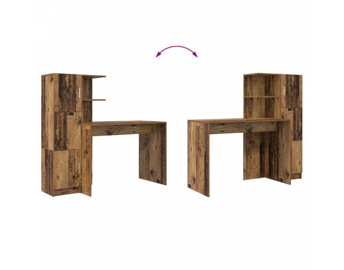 Sonata H Деск с Съхранение Стара Дървесина Инженерна Дървесина