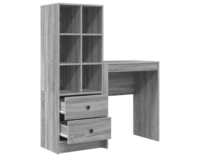 Sonata H Работна маса с места за съхранение Сива Sonoma Инженерна Дървесина