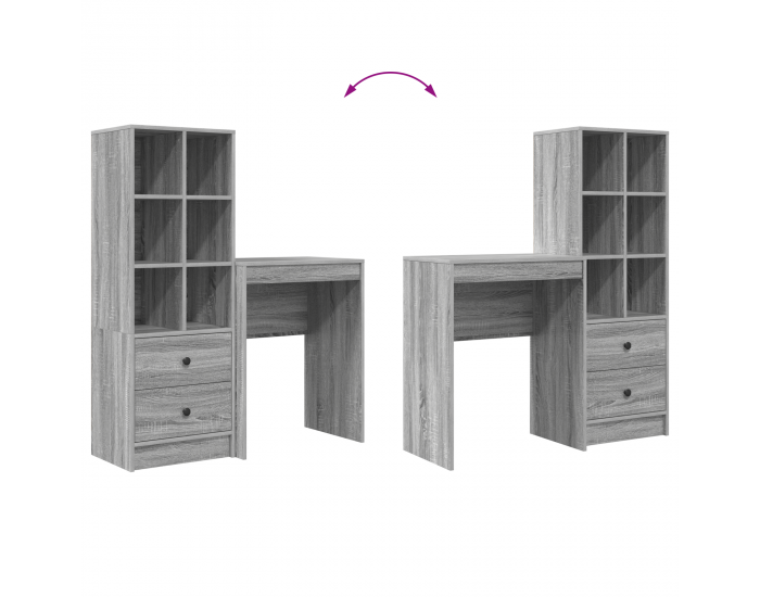 Sonata H Работна маса с места за съхранение Сива Sonoma Инженерна Дървесина