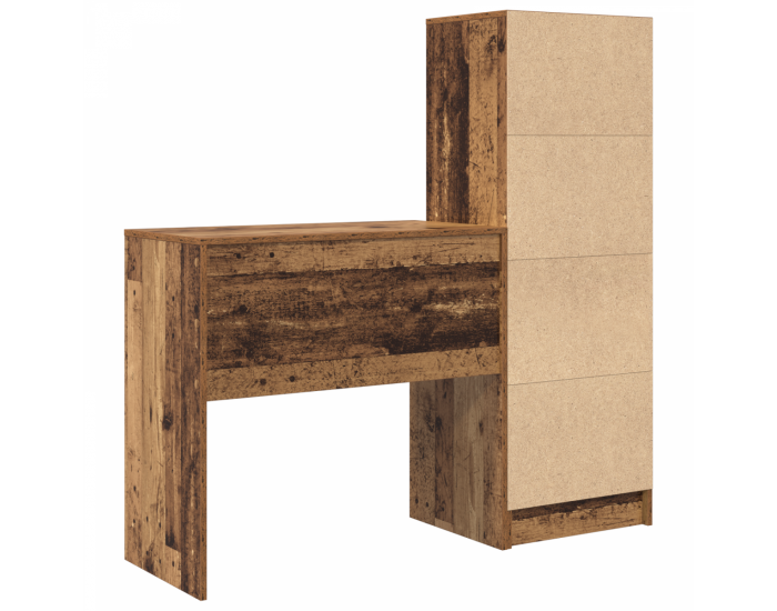 Sonata H Бюро с място за съхранение, Старо дърво, Инженерна дървесина