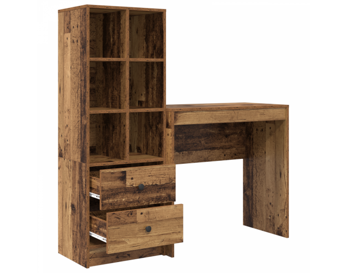 Sonata H Бюро с място за съхранение, Старо дърво, Инженерна дървесина