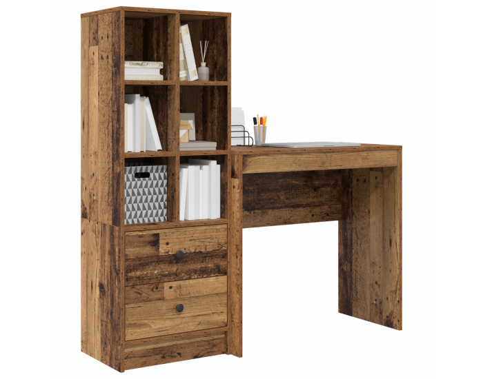 Sonata H Бюро с място за съхранение, Старо дърво, Инженерна дървесина