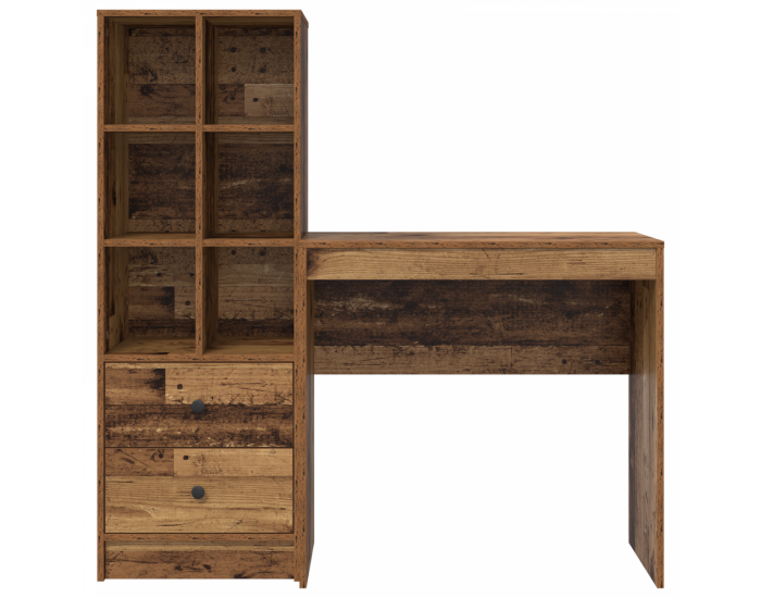 Sonata H Бюро с място за съхранение, Старо дърво, Инженерна дървесина