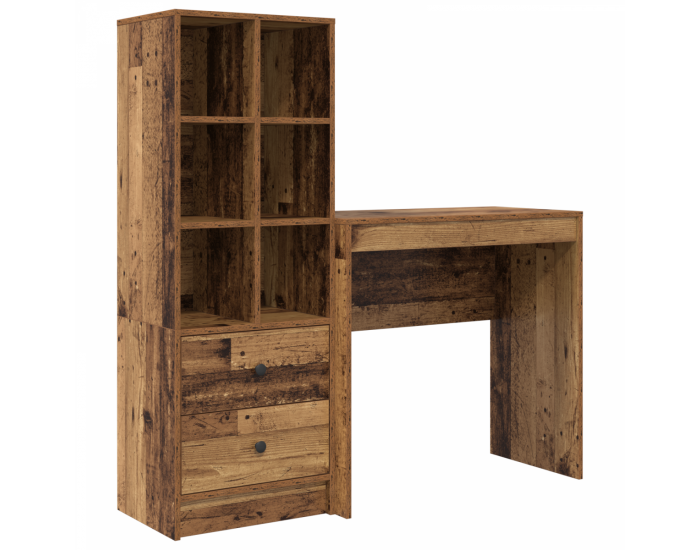 Sonata H Бюро с място за съхранение, Старо дърво, Инженерна дървесина