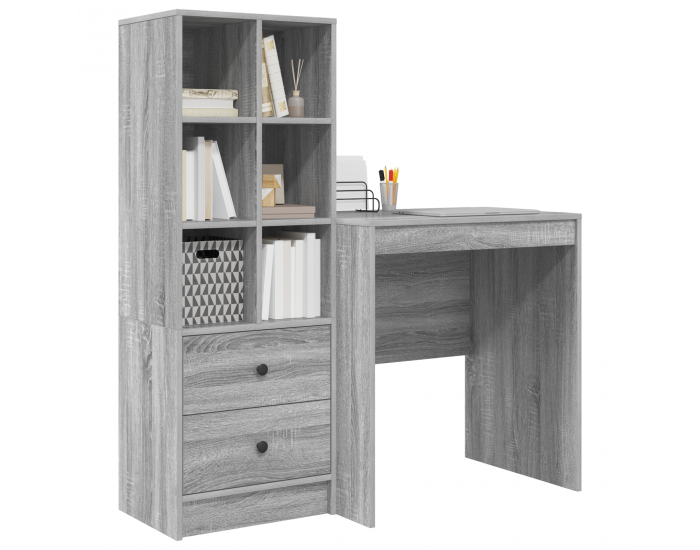 Sonata H Работна маса със съхранение Сив Сонома Дървесни частици