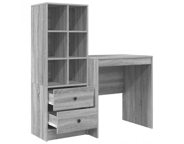 Sonata H Работна маса със съхранение Сив Сонома Дървесни частици