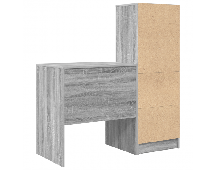 Sonata H Работна маса със съхранение Сив Сонома Дървесни частици