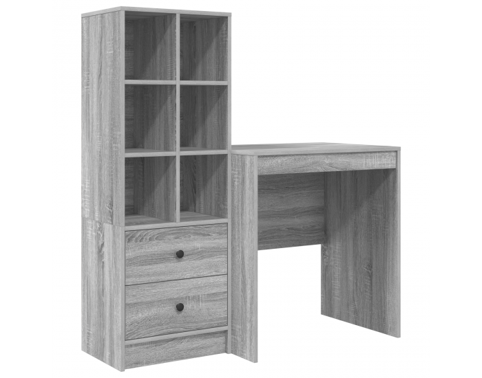 Sonata H Работна маса със съхранение Сив Сонома Дървесни частици