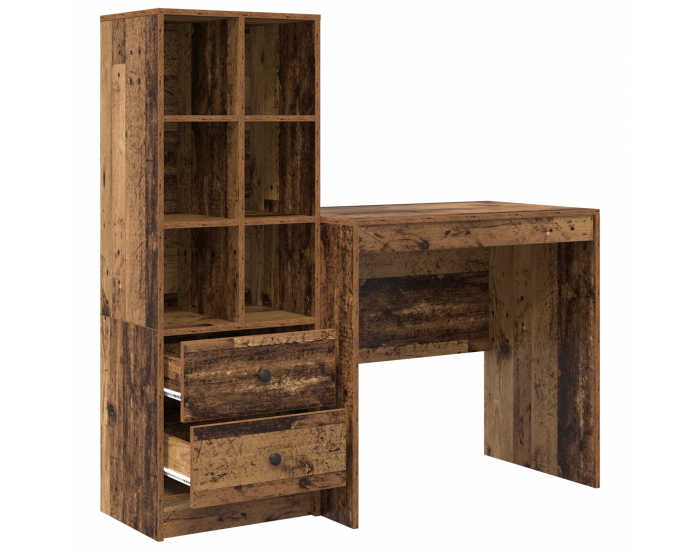 Бюро Sonata H с вградено съхранение от старо дърво и инженерна дървесина