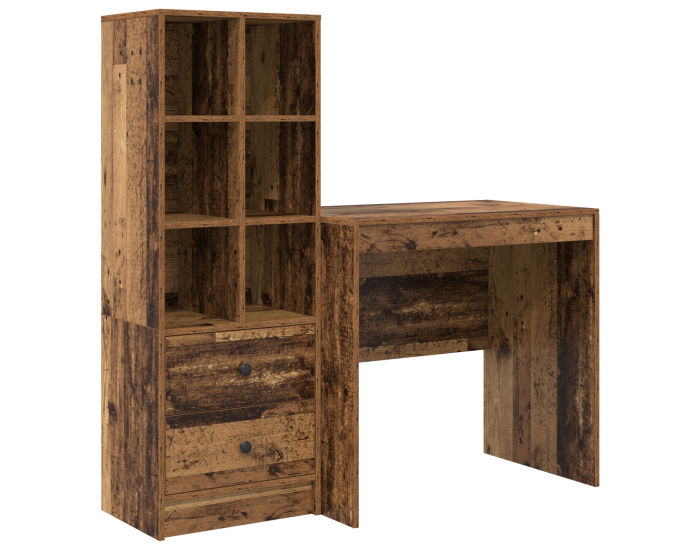 Бюро Sonata H с вградено съхранение от старо дърво и инженерна дървесина