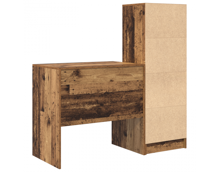 Бюро Sonata H с вградено съхранение от старо дърво и инженерна дървесина