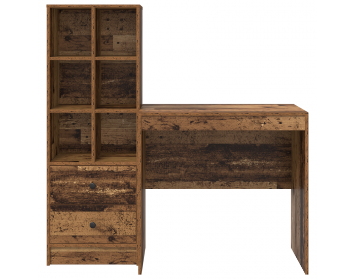 Бюро Sonata H с вградено съхранение от старо дърво и инженерна дървесина