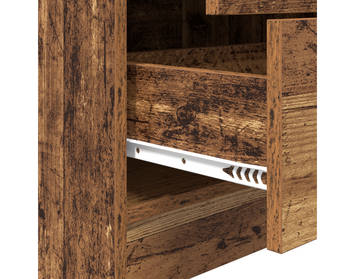 Бюро Sonata H с вградено съхранение от старо дърво и инженерна дървесина