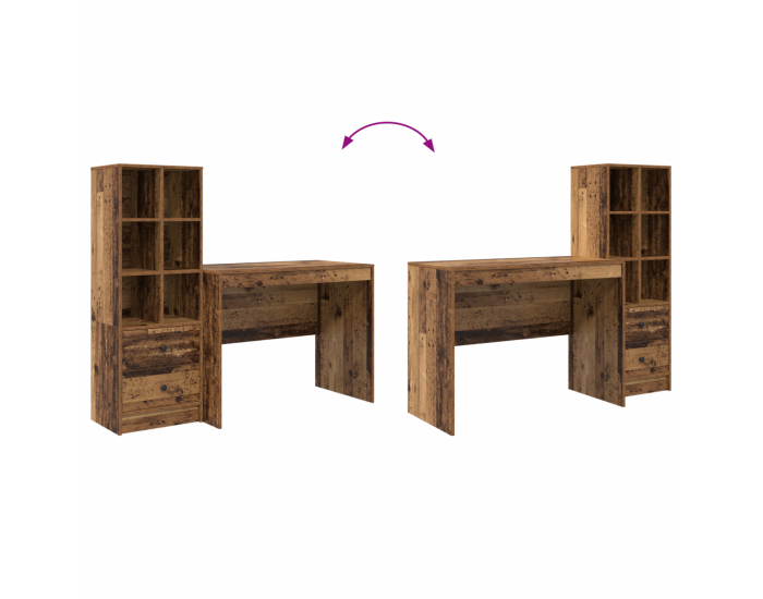 Sonata H Бюро с съхранение Старо дърво Инженерна дървесина