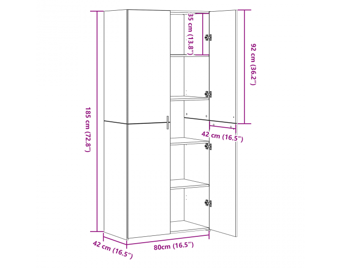 Sonata H Бюфет стара дървесина 40x42.5x185 см Инженерна дървесина Sonata H Бюфет стара дървесина 40x42.5x185 см Инженерна дървесина