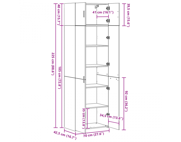 Шкаф за съхранение Sonata H Дъб артезан 70x42.5x225 см Инженерна дървесина Шкаф за съхранение Sonata H Дъб артезан 70x42.5x225 см Инженерна дървесина
