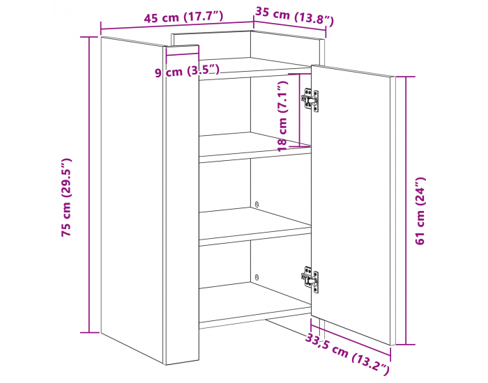 Sonata H Бюфет Занаятчийски дъб 45x35x75 см Инженерна дървесина