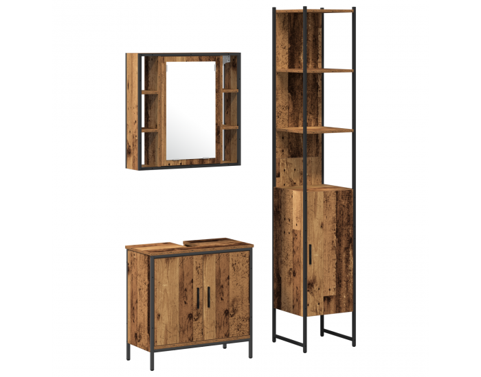 Sonata H Комплект мебели за баня от 3 части в стара дървесина