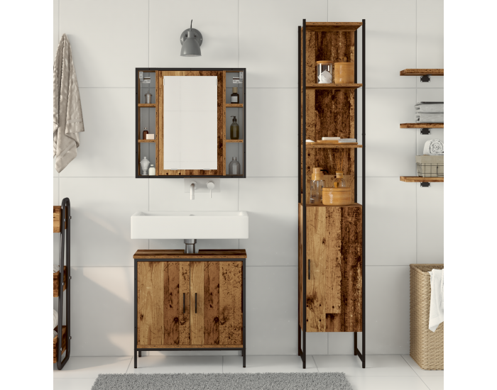 Sonata H Комплект мебели за баня от 3 части в стара дървесина