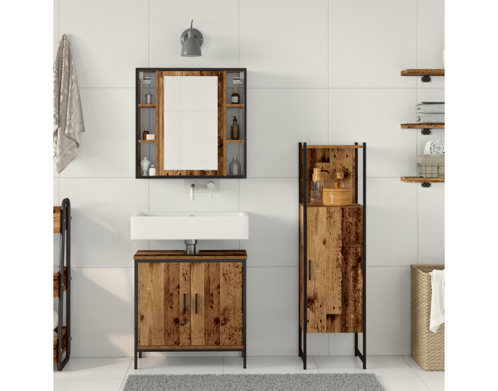 Sonata H Комплект мебели за баня от 3 части Стара дървесина