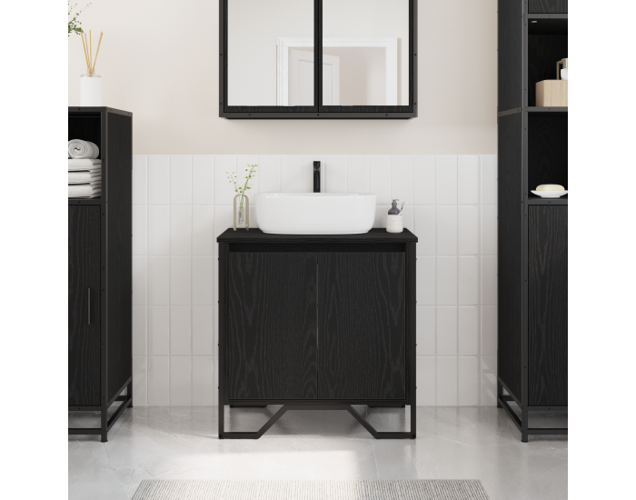 Sonata H Шкаф за мивка в баня Черен дъб 60x35x60 см Инжекционно дърво