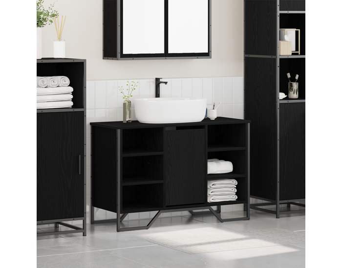 Sonata H Кабинет за мивки Черен дъб 91x35x60 см Инженерна дървесина