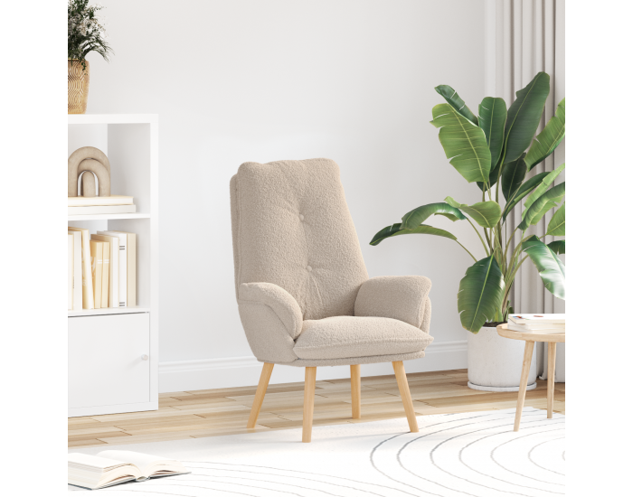 Sonata H Релаксиращ стол Светлосив къдрав плат, подобен на вълна