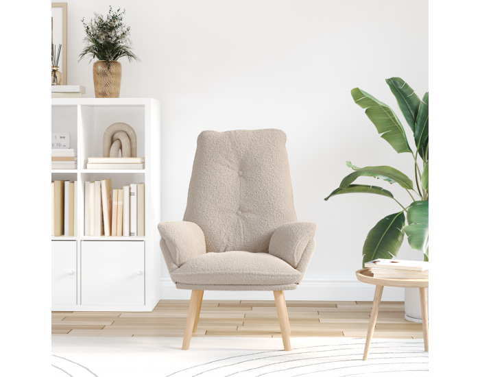 Sonata H Релаксиращ стол Светлосив къдрав плат, подобен на вълна