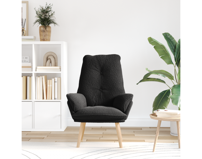 Sonata H Релаксиращ стол Черен Къдрав Вълноподобен Текстил