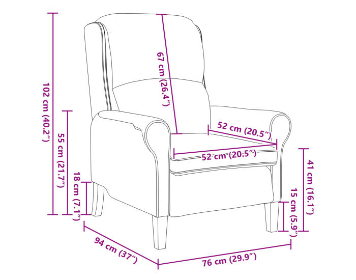 Sonata H Светлосив фотьойл Светлосив Тъкан с дървени крака Стандартен